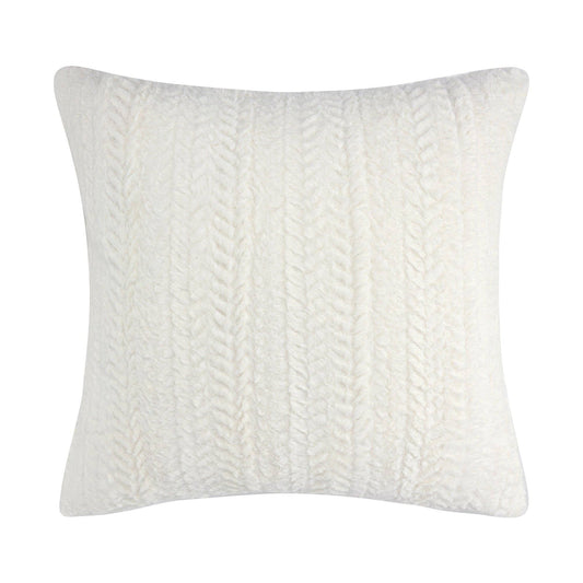 Tinsel Tidings Fur Cable Stripes Pillow: Cream / 18x18