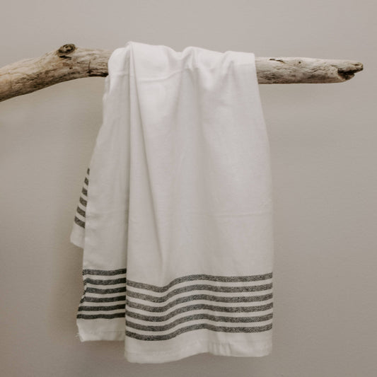 Striped 100% Cotton Hand Towel, 6 Black Stripes