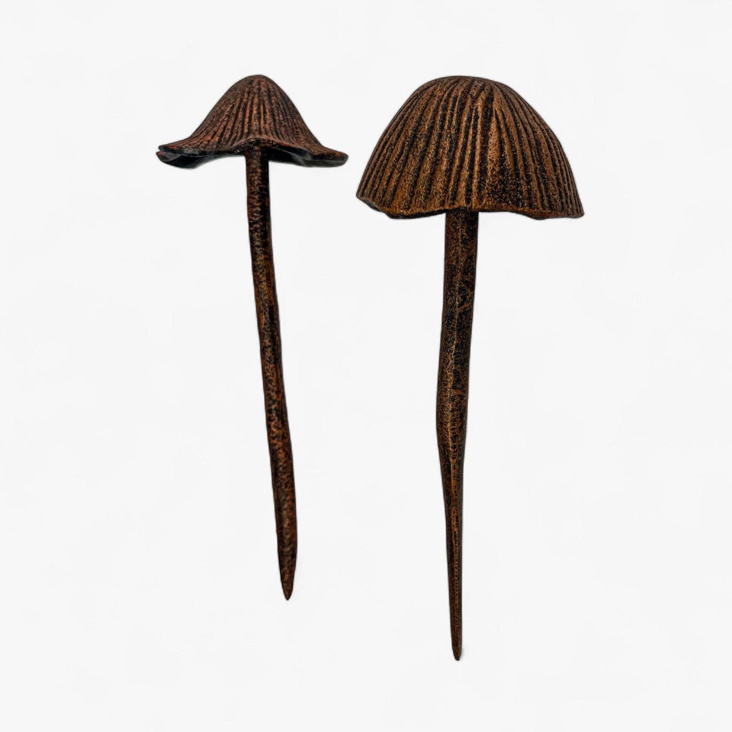 Mushroom Garden Stakes, Set of 2 Aged Copper Finish