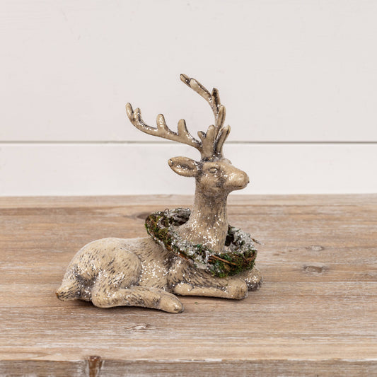 Resting Deer with Wreath