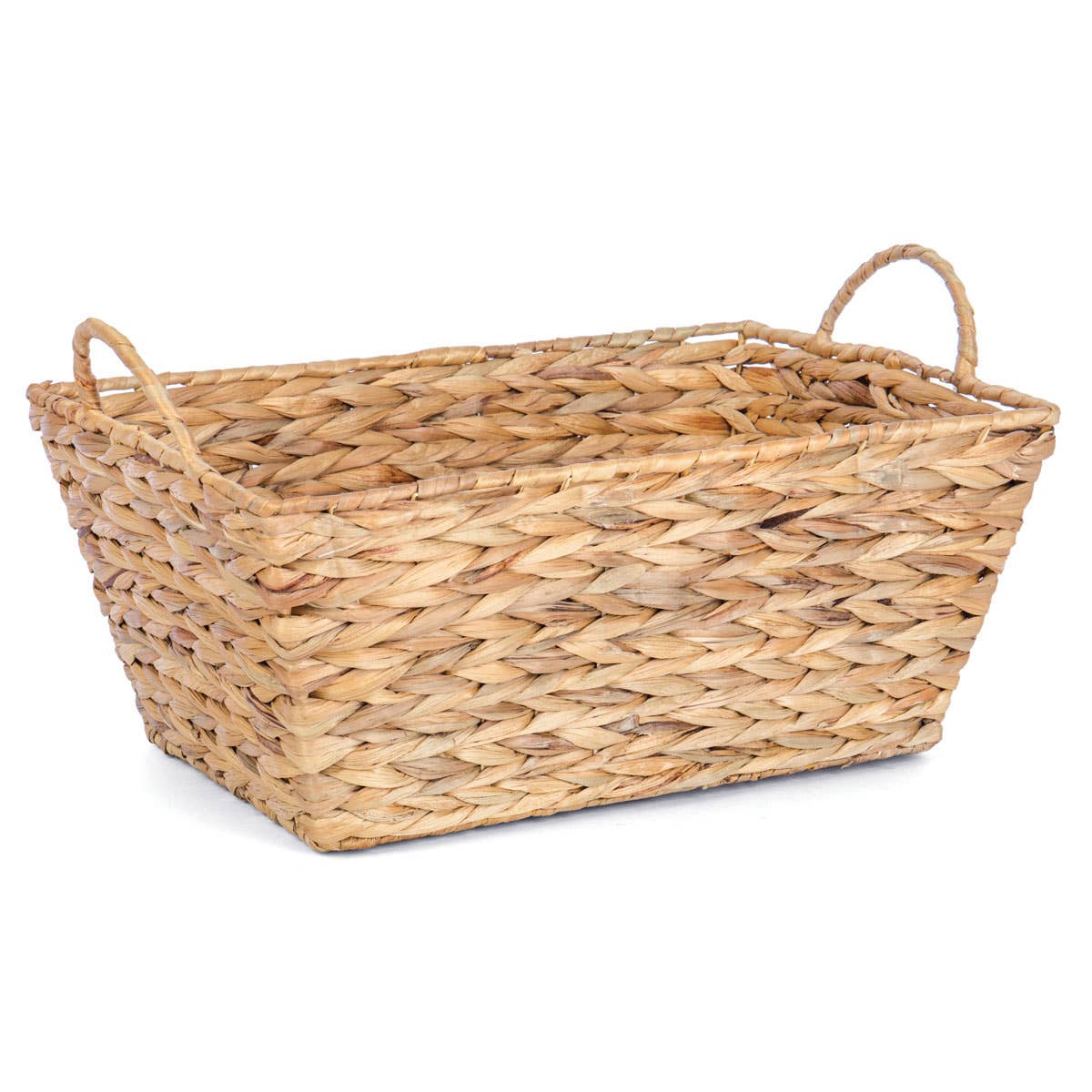 Rectangular Braided Hyacinth Bin w/ Side Handle Home Storage