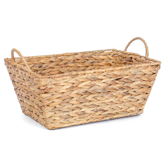 Rectangular Braided Hyacinth Bin w/ Side Handle Home Storage