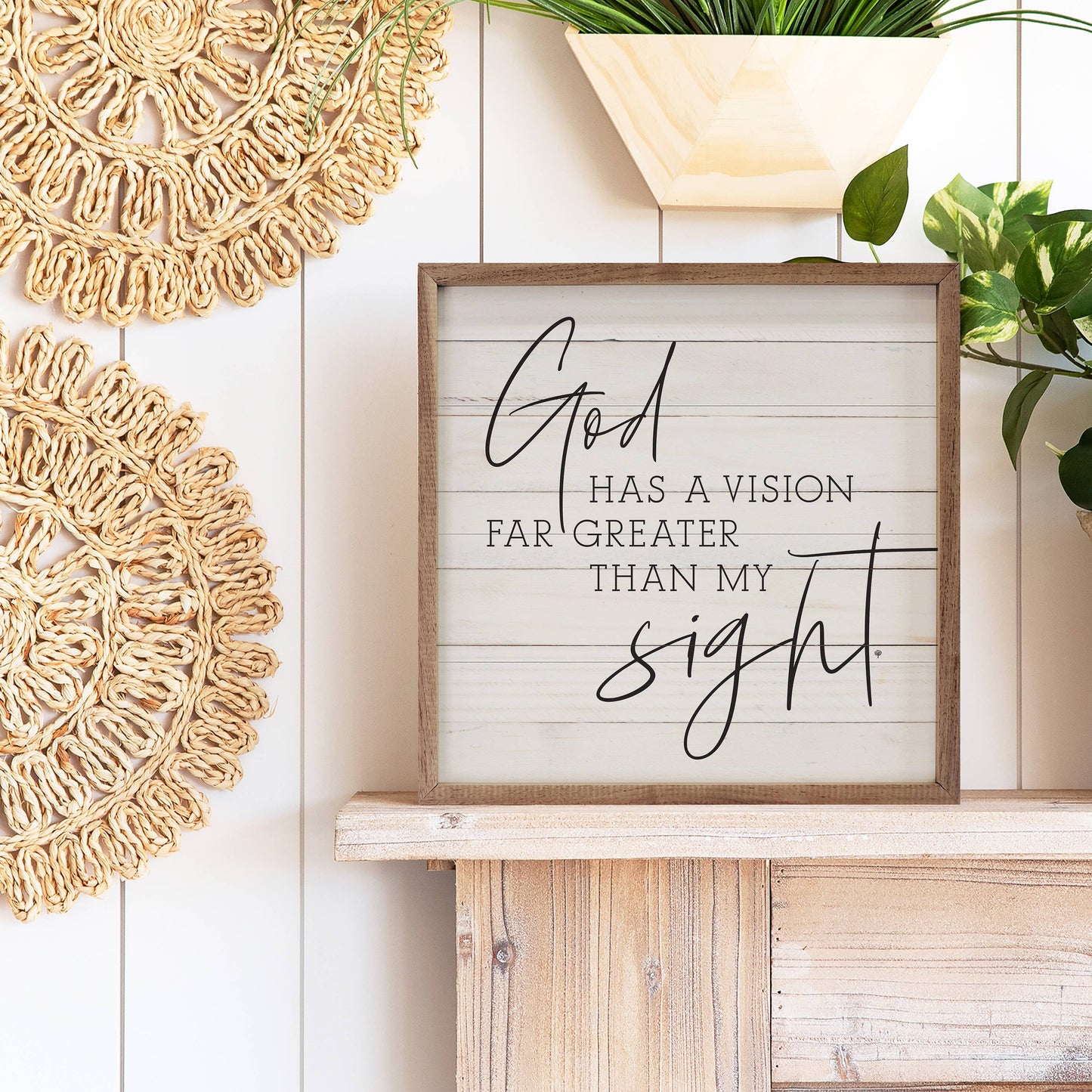 God Has A Vision Whitewash: 8 x 8 x 1.5
