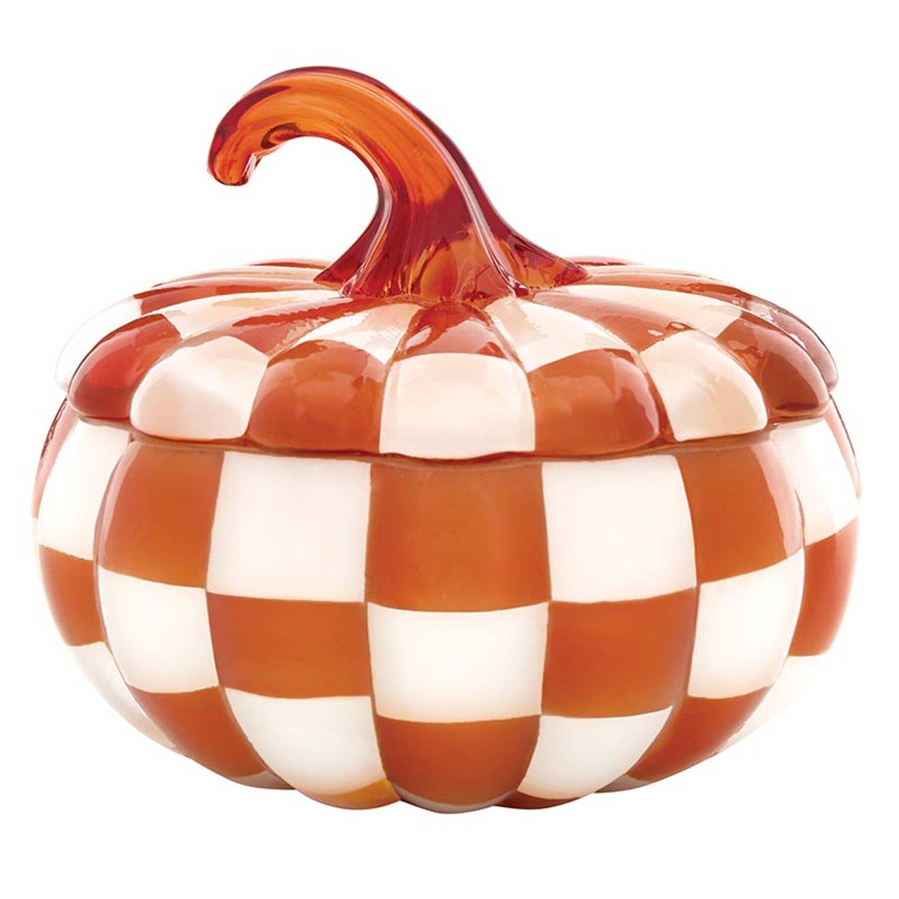 Orange Glass Pumpkin Candle - Large: Glass/Wax / 5" Dia x 5" H