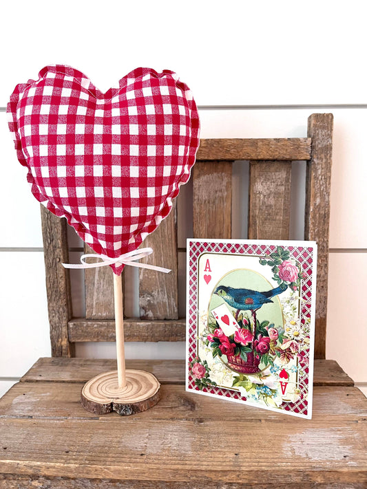 Valentine Rustic Heart Red Check Tree