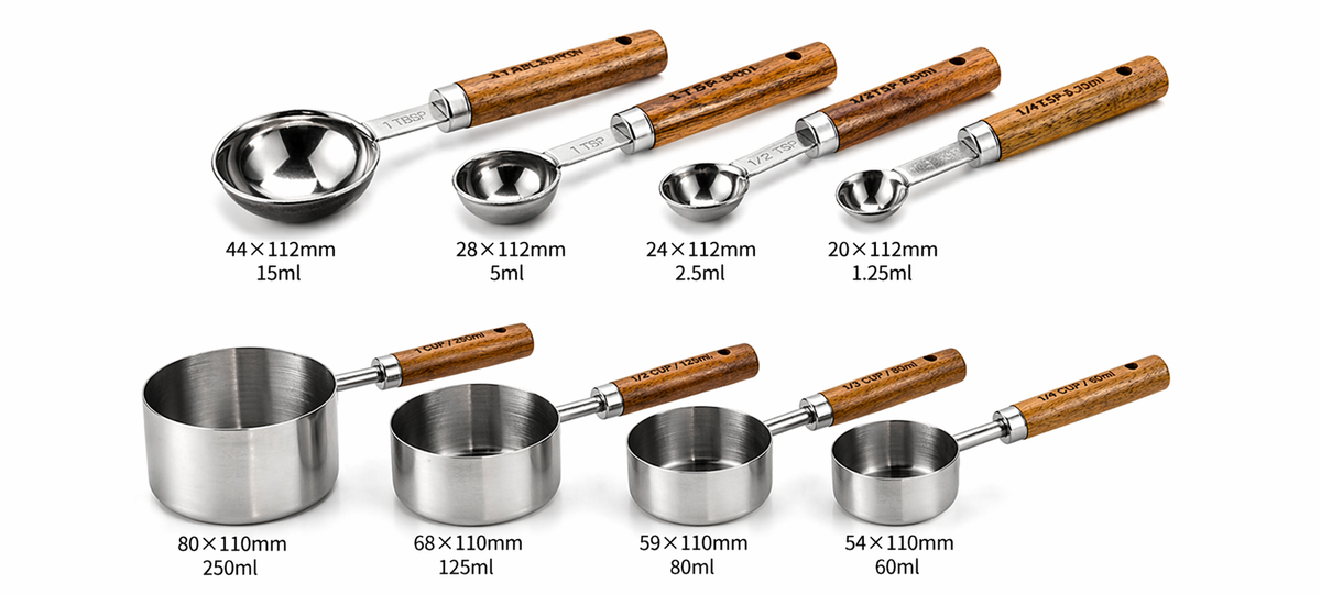 Silver Stainless Steel Measuring Cups: 4 cups