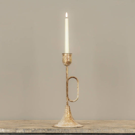 13.75" Gold Trumpet Taper Candle Holder