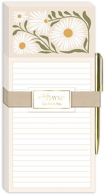 Magnetic List Pad With Pen Flower Market Daisy