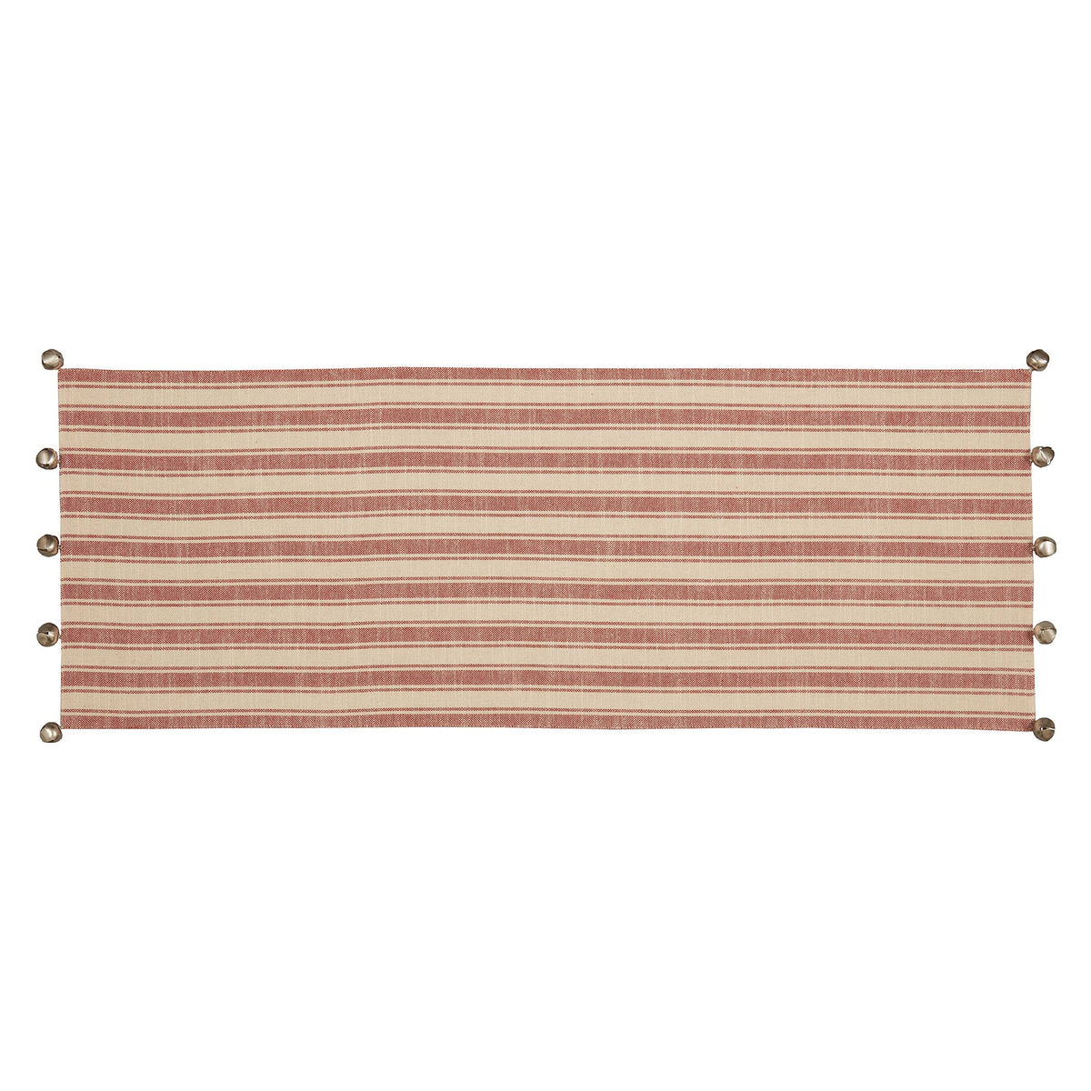 Christmas Bells Red Ticking Stripe Table Runner 13x36