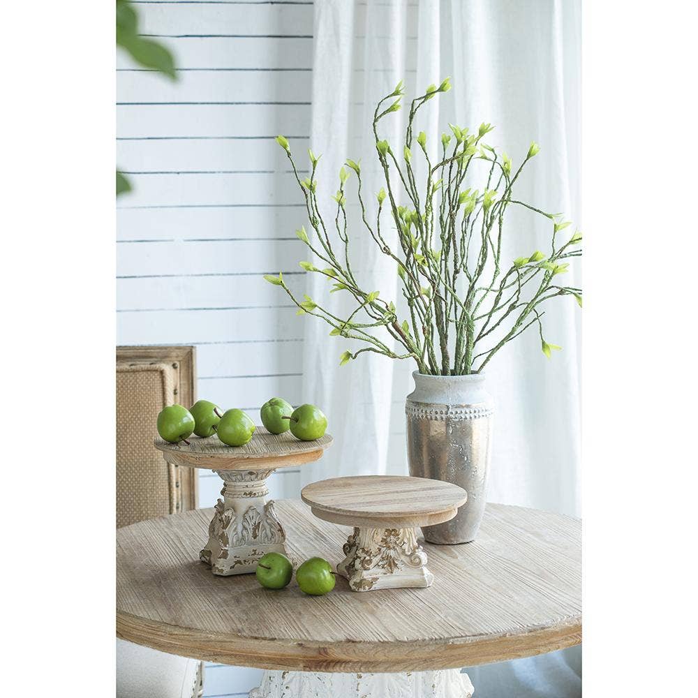 D10.5x7.5" Cream & Brown Wooden Table Top Plate