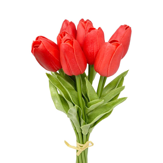 Faux Real Touch Tulip Stems (Bunch of 10): Red