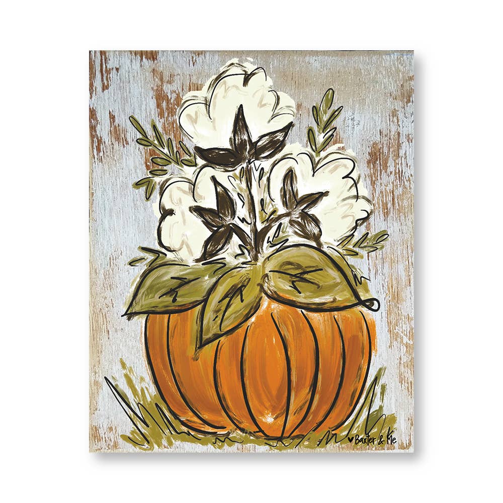 Cotton Pumpkin - Wrapped Canvas: 8" x 10"
