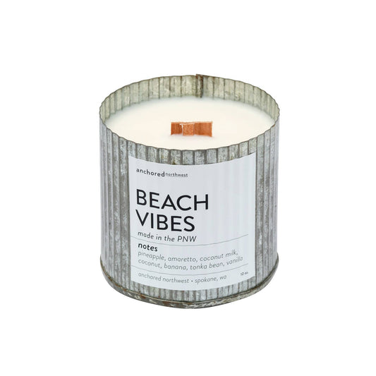 Beach Vibes Wood Wick Rustic Farmhouse Soy Candle: 10oz