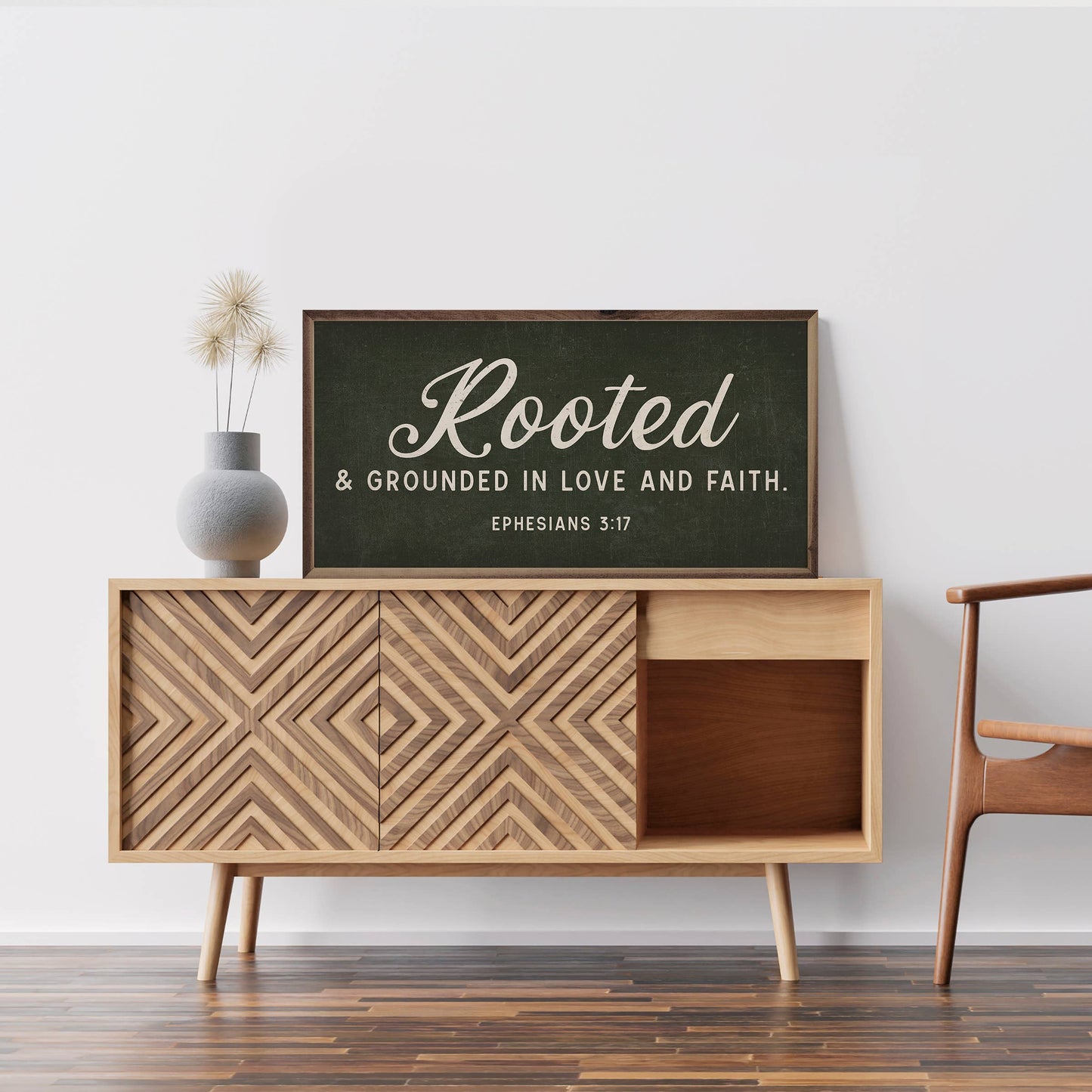 Rooted And Grounded Ephesians 3 17 Green: 16 x 8 x 1.5