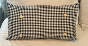Black Gingham Button Pillow