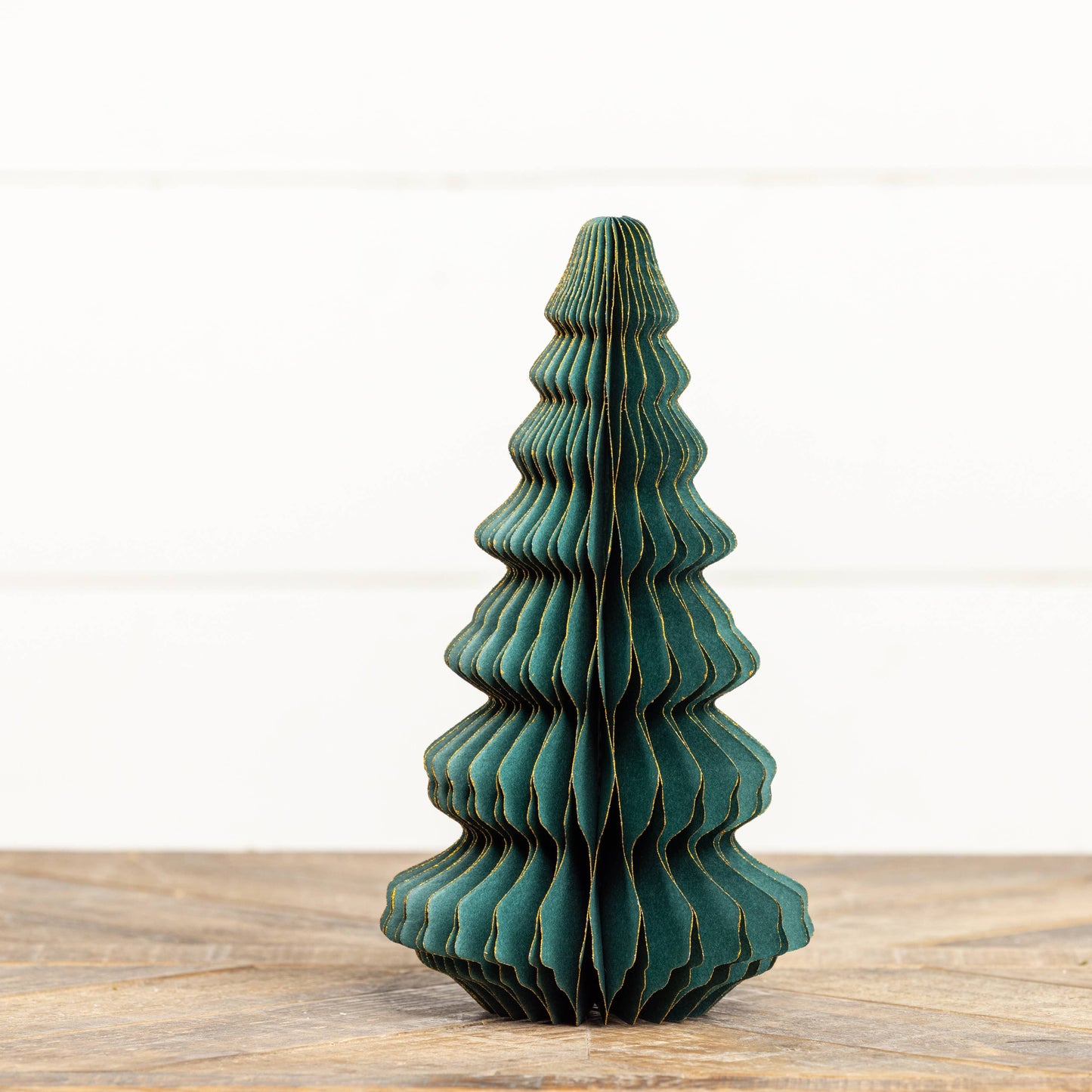 10" EMERALD GREEN W/ GOLD TRIM PAPER TREE