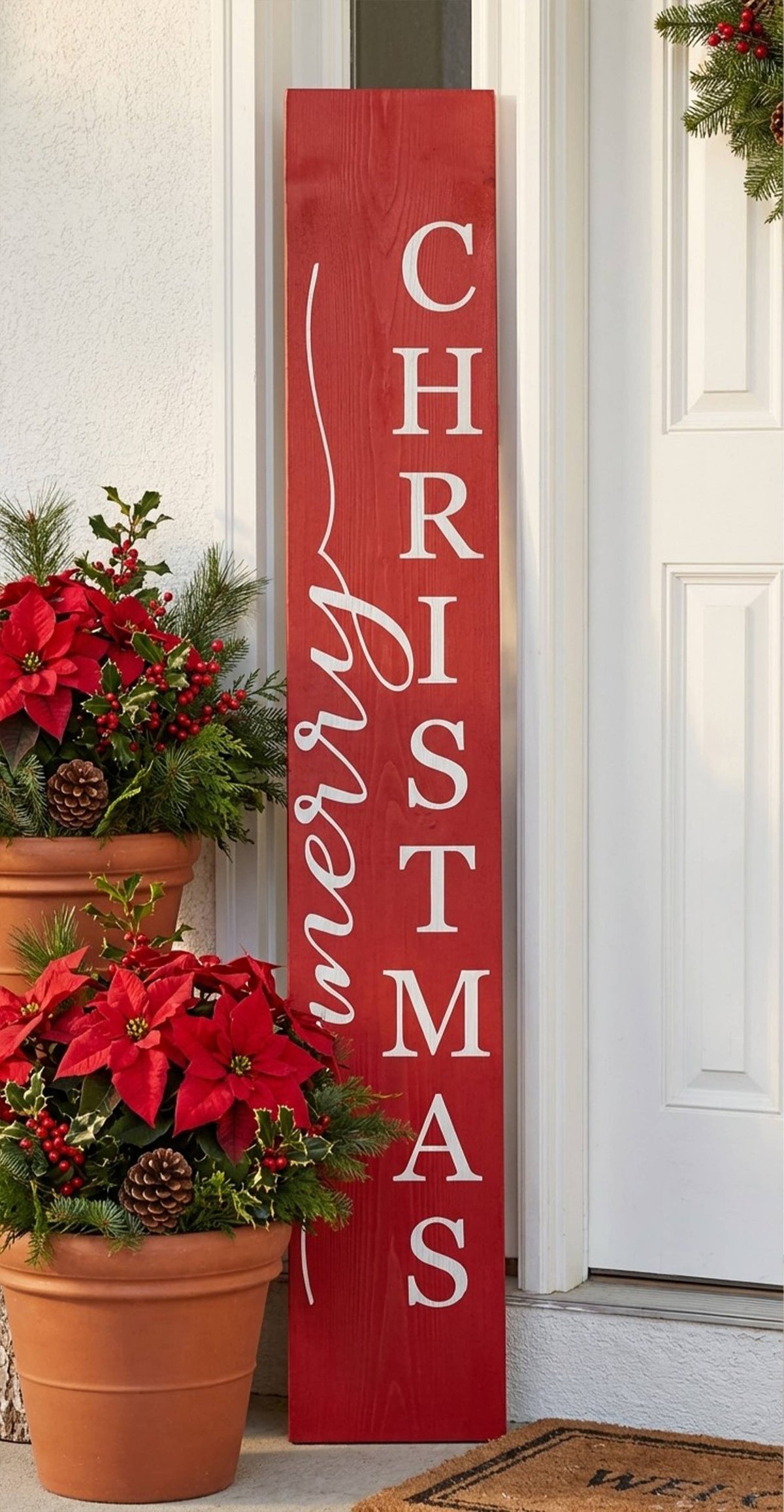 Red Merry Christmas Porch Leaner: 47"