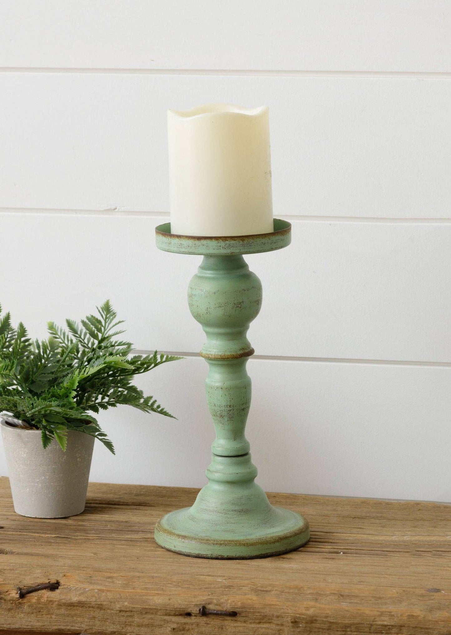 Verde Green Pillar Candle Holder, Style I