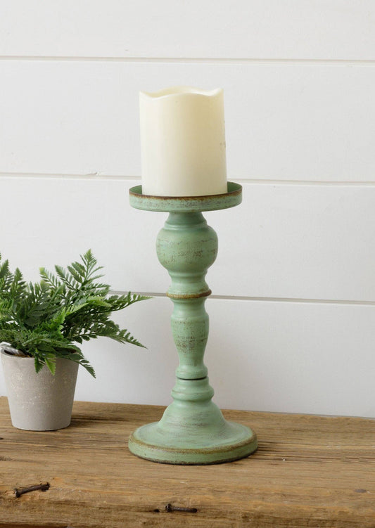 Verde Green Pillar Candle Holder, Style I