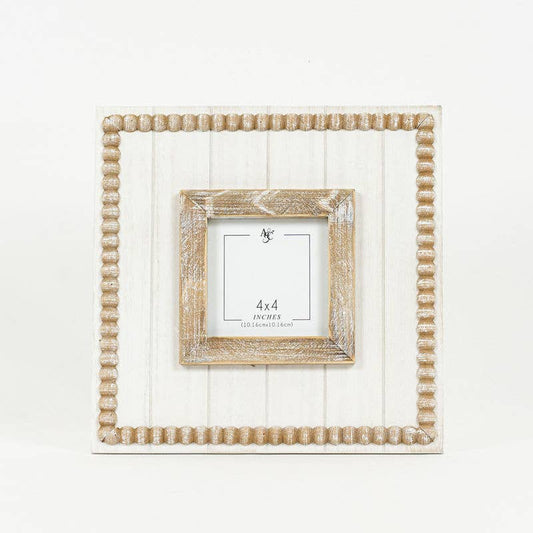 10x10 wood beaded photo frame (holds 4x4 picture)