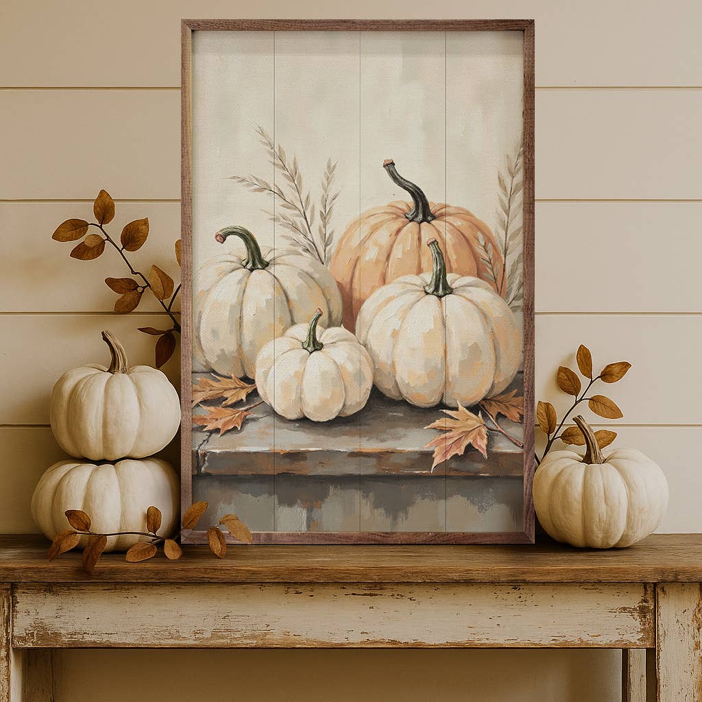 Pumpkins On Weathered Wood: 16x24
