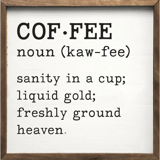 Coffee Definition White Art Print: 4 x 4 x 1