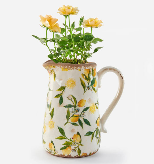 Stoneware Lemon Pitcher Planter - Large