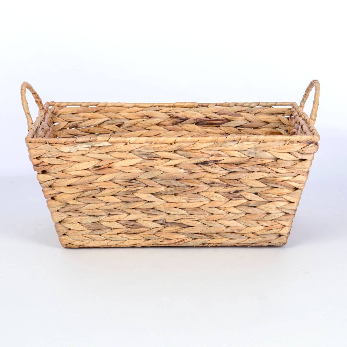 Rectangular Braided Hyacinth Bin w/ Side Handle Home Storage