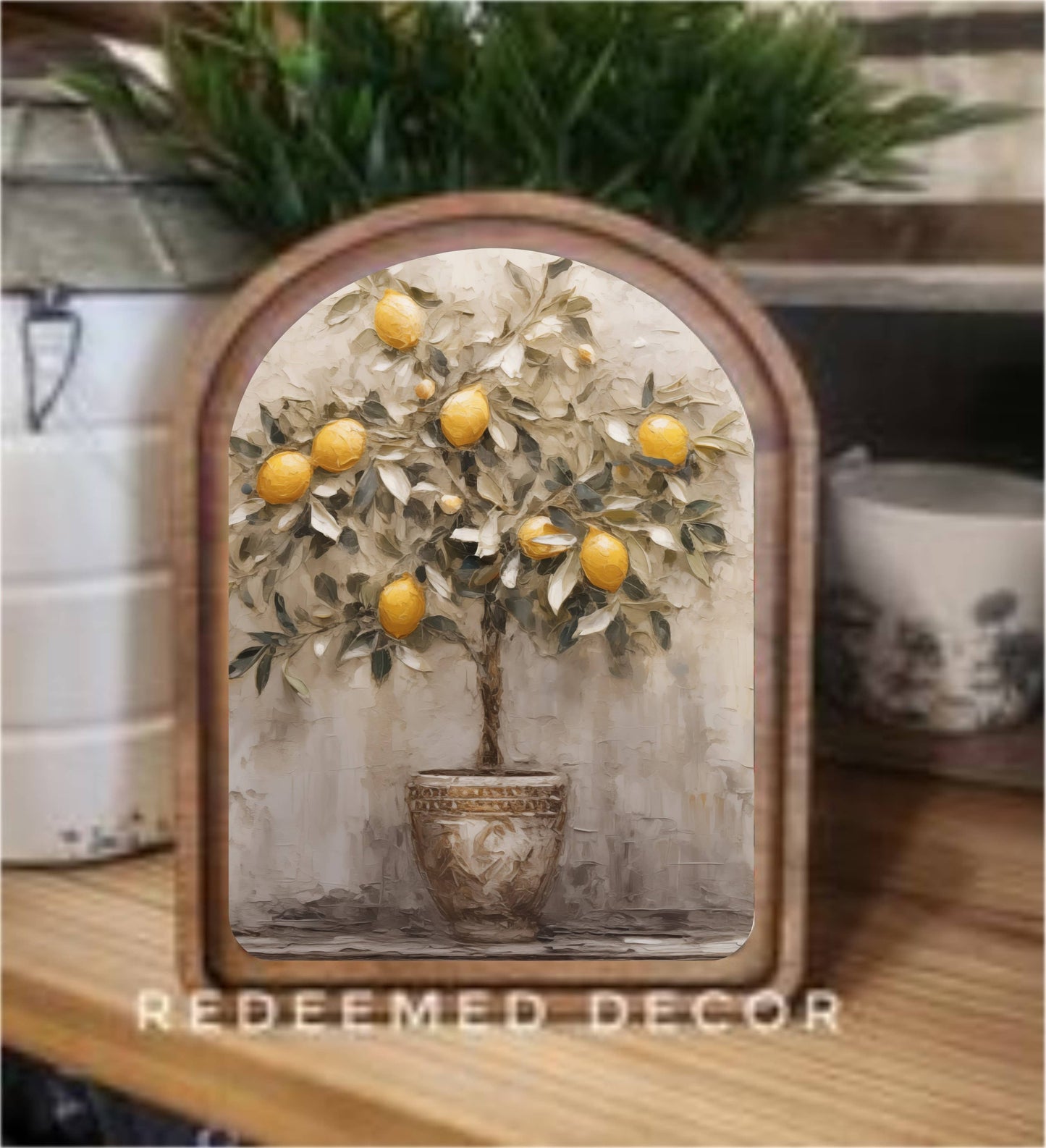 Arch Top Lemon Tree Framed Art: 8.25x11"