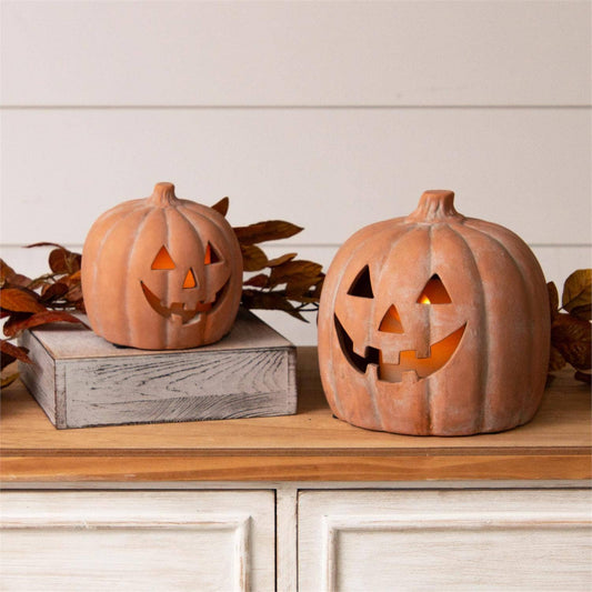Nesting Ceramic Jack O' Lanterns (Set Of 2)