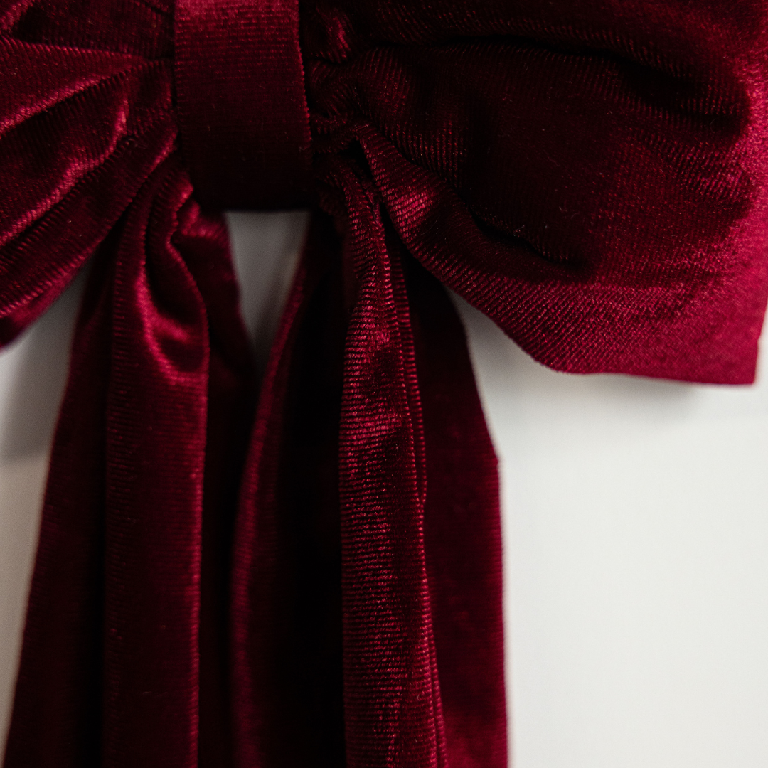 Bows Red Velvet Fabric: Large