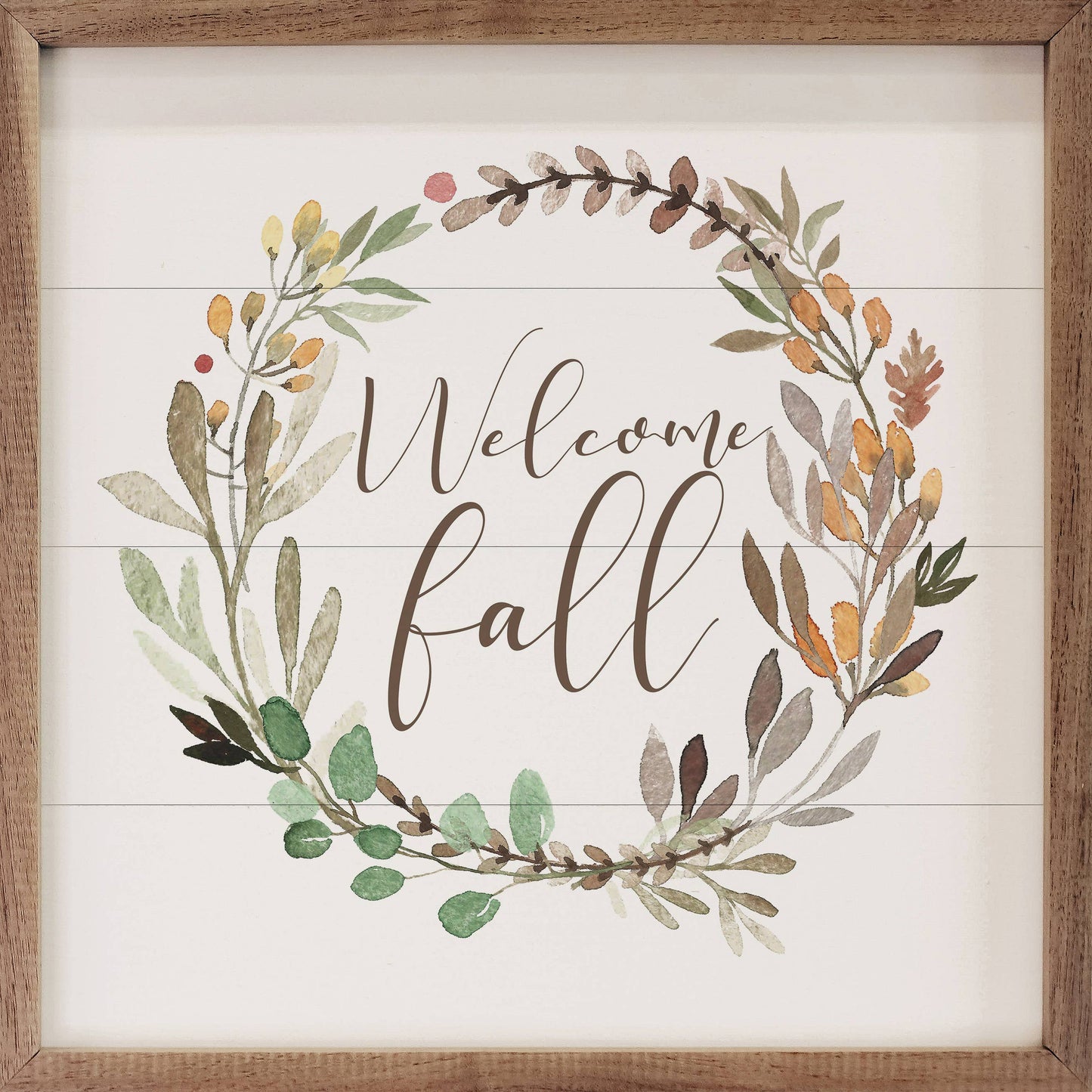 Welcome Fall Wreath White: 12 x 12 x 1.5