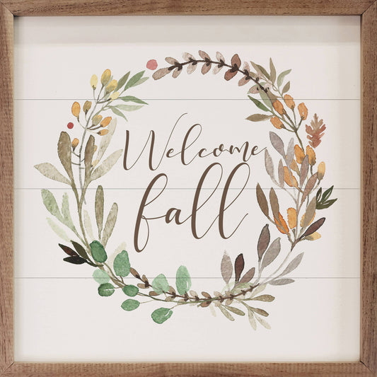 Welcome Fall Wreath White: 12 x 12 x 1.5