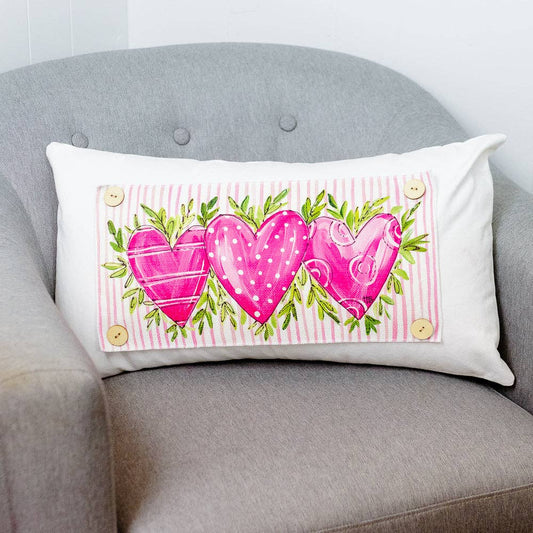 Hearts Pink Stripe Pillow Swap