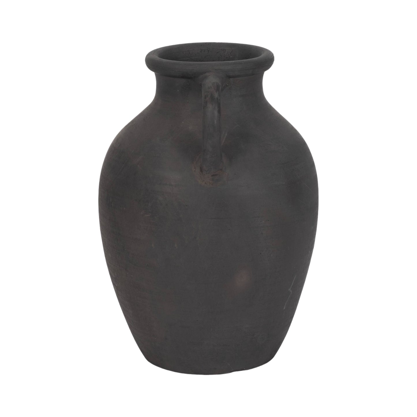 Ceramic Double Handles Decorative Vase - Black, 13 in.
