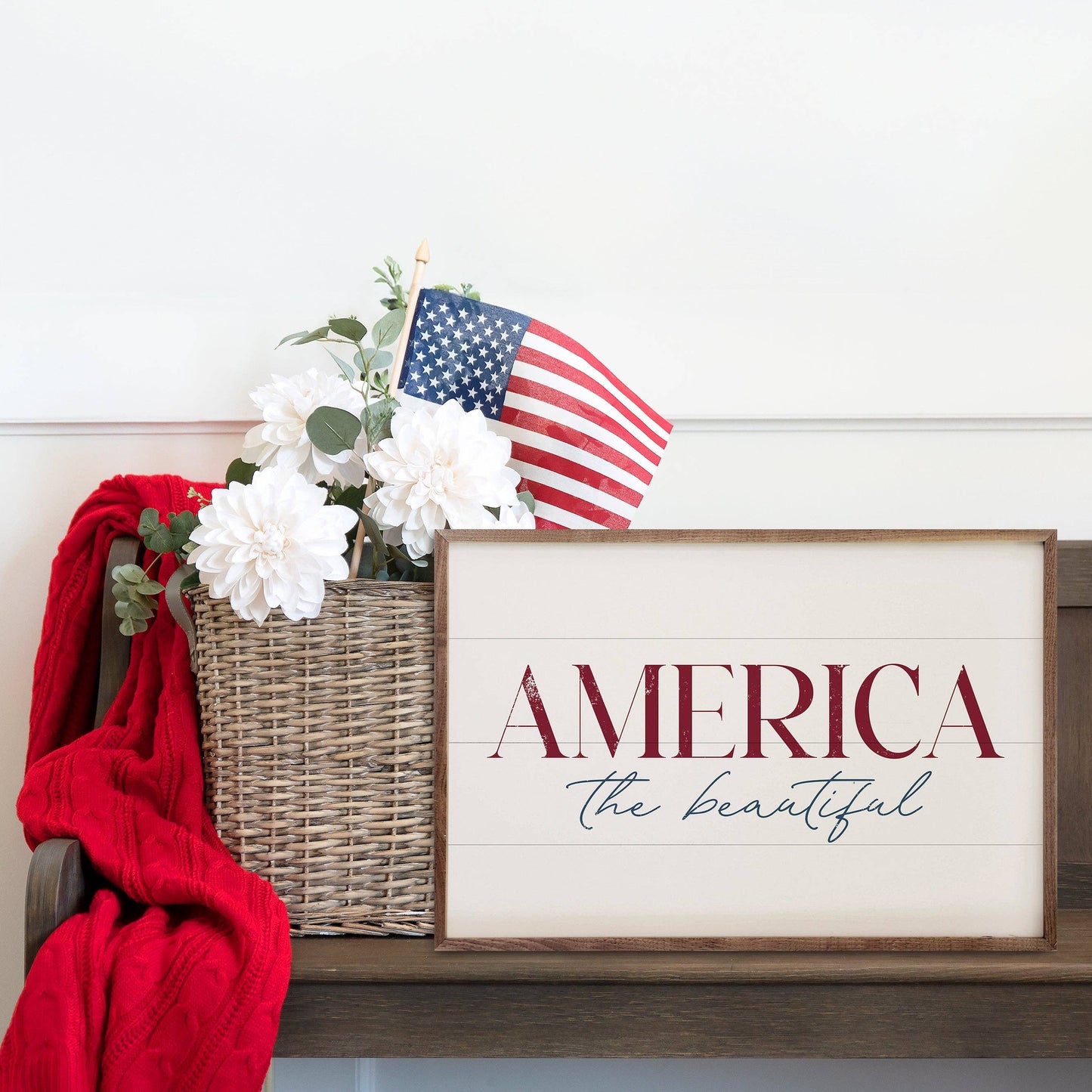 America The Beautiful White: 8x5