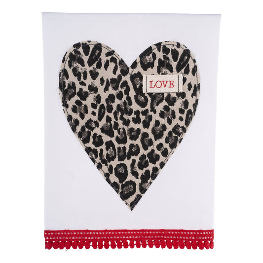 Love Heart Cheetah Tea Towel  - Valentine's