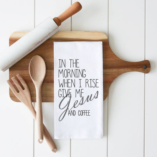 Jesus and Coffee Tea Towel: White • 100% Cotton