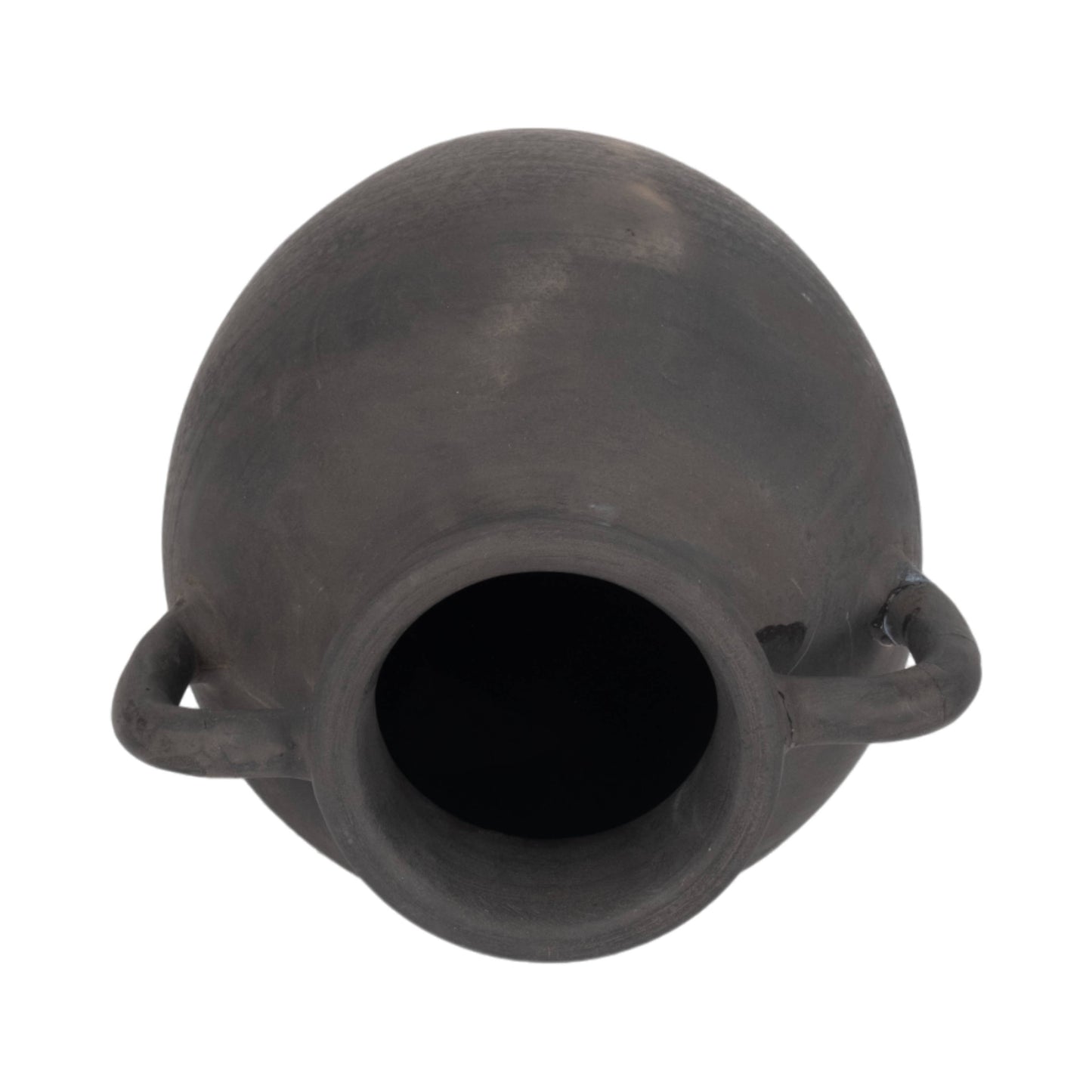 Ceramic Double Handles Decorative Vase - Black, 13 in.