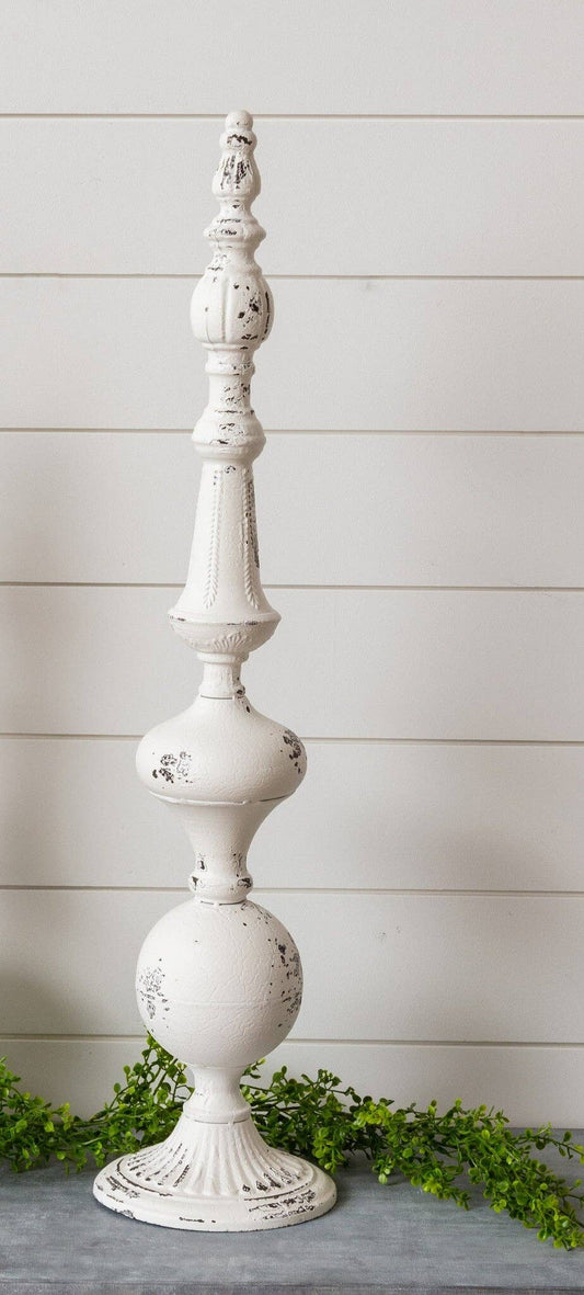 White Distressed Finial, Large (PC)