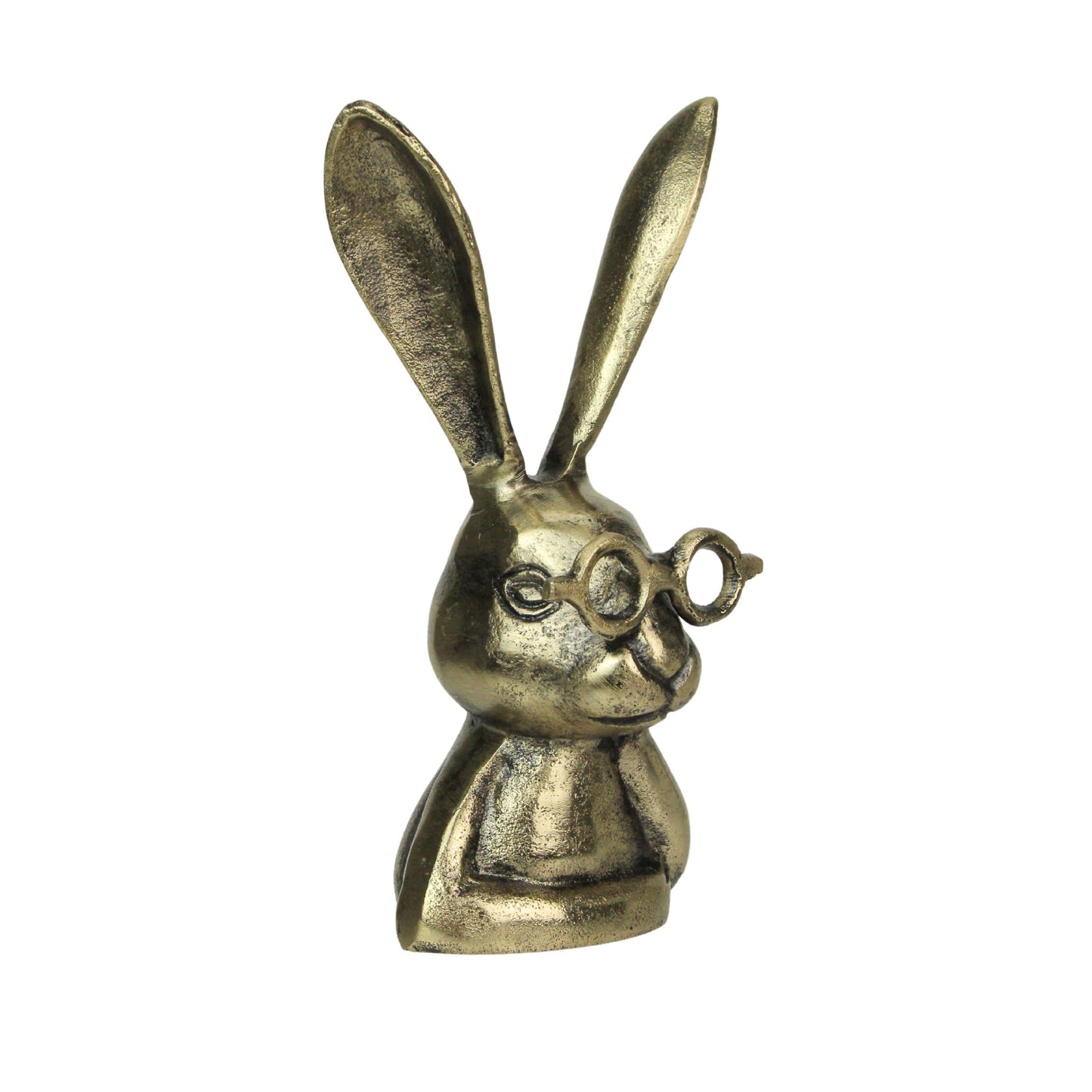 Whimsical Gold Bunny Statue with Spectacles – 10.25" High