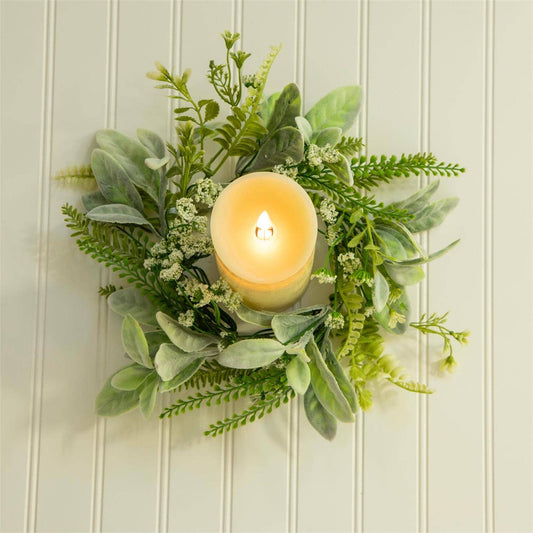 Candle Ring - Lambs Ear And Mixed Greens