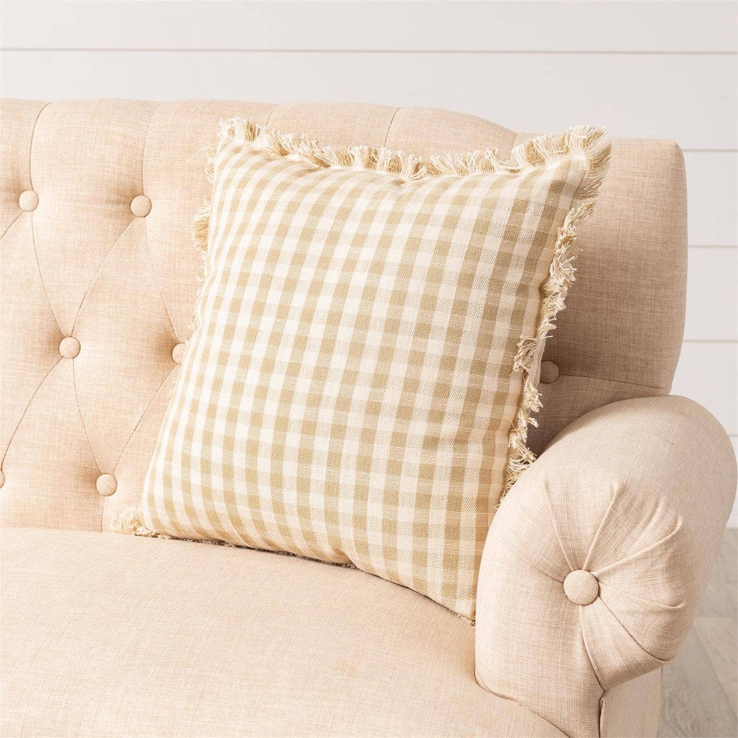 Tan And Cream Check Pillow