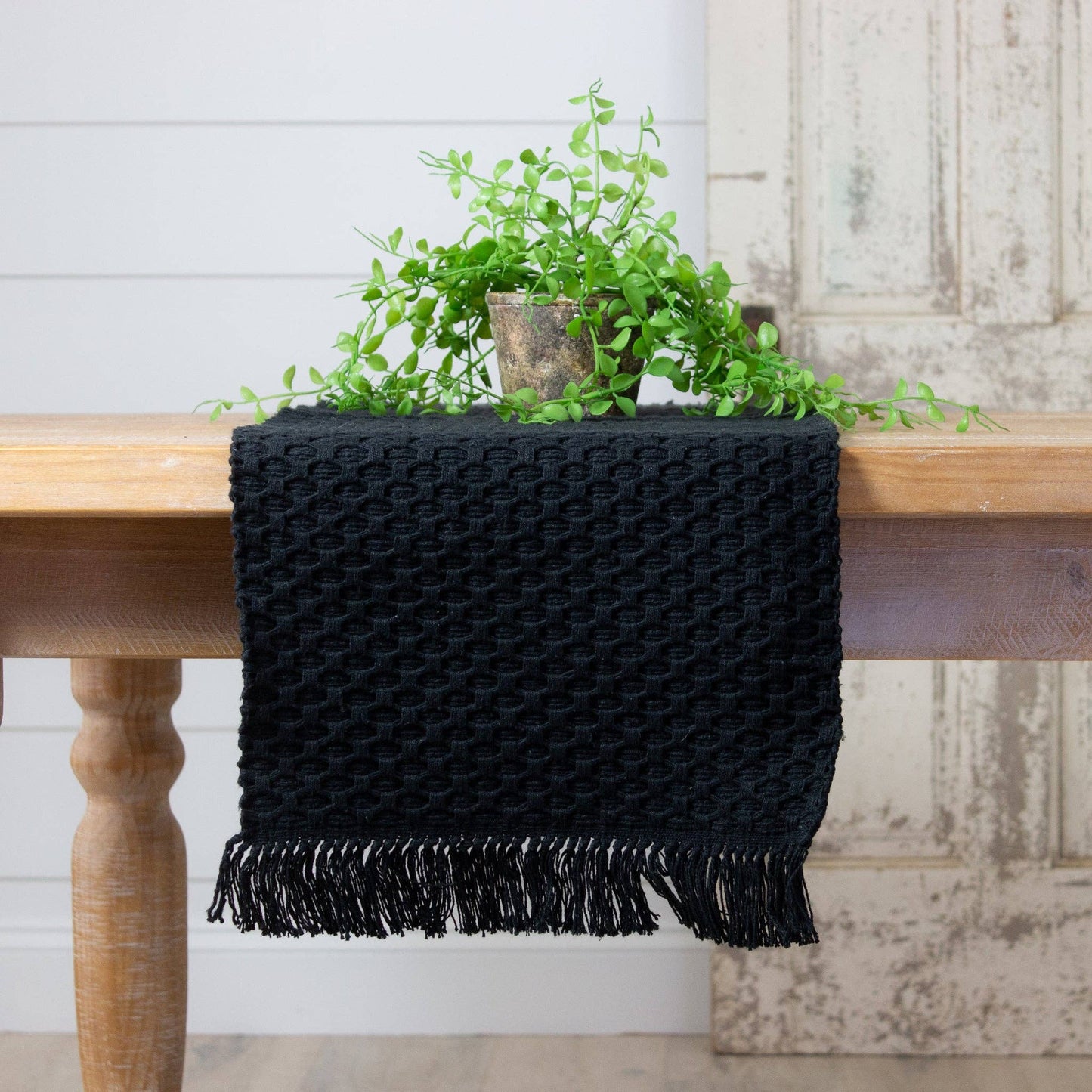 Woven Black Table Runner