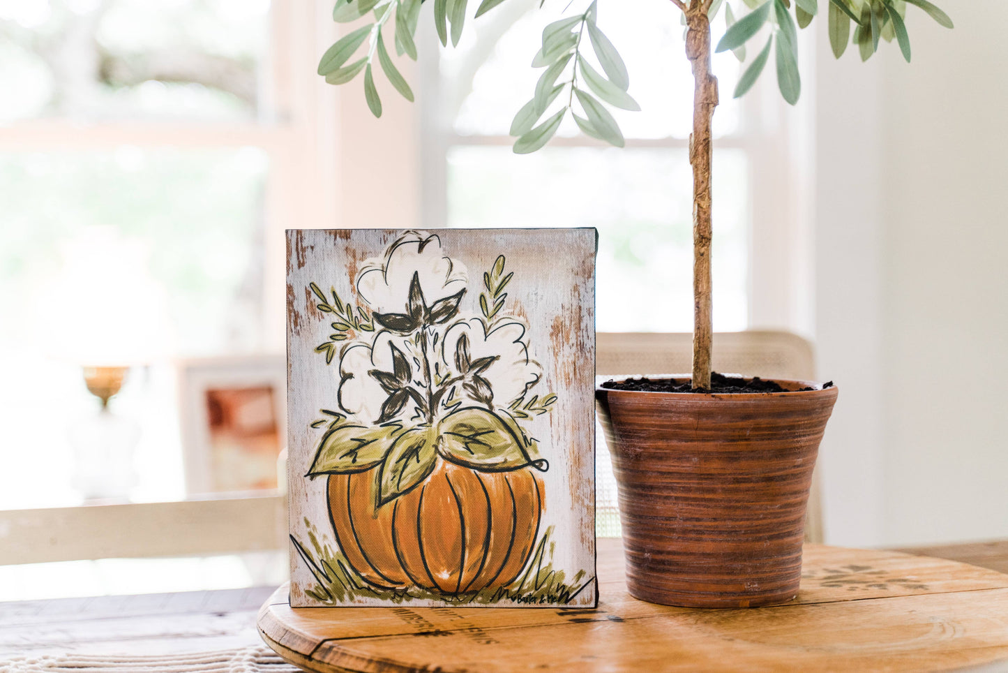 Cotton Pumpkin - Wrapped Canvas: 8" x 10"