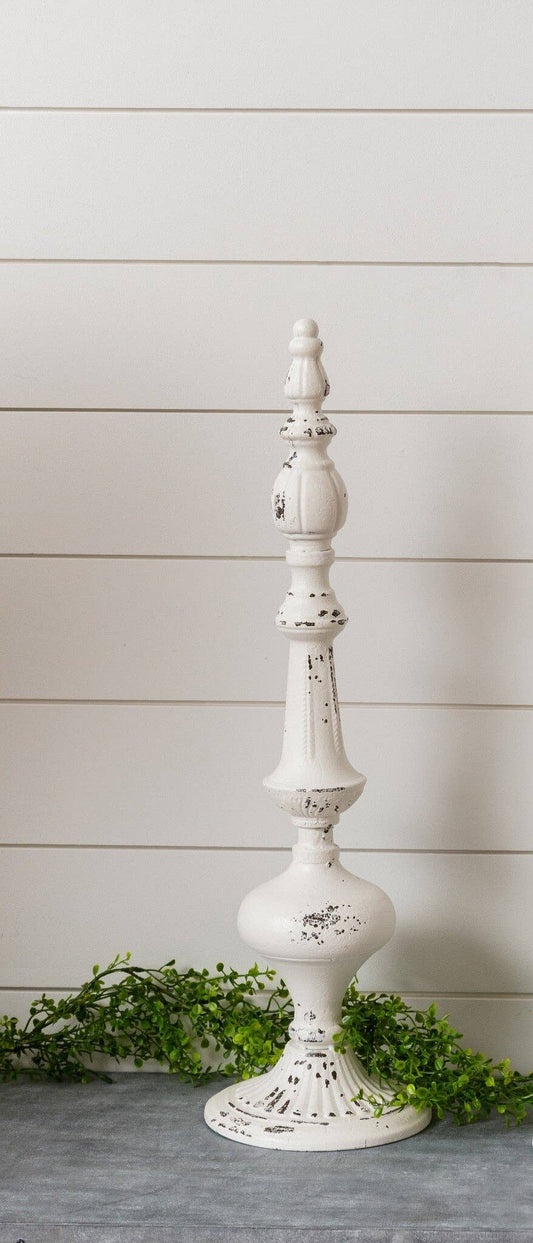 White Distressed Finial, Small (PC)
