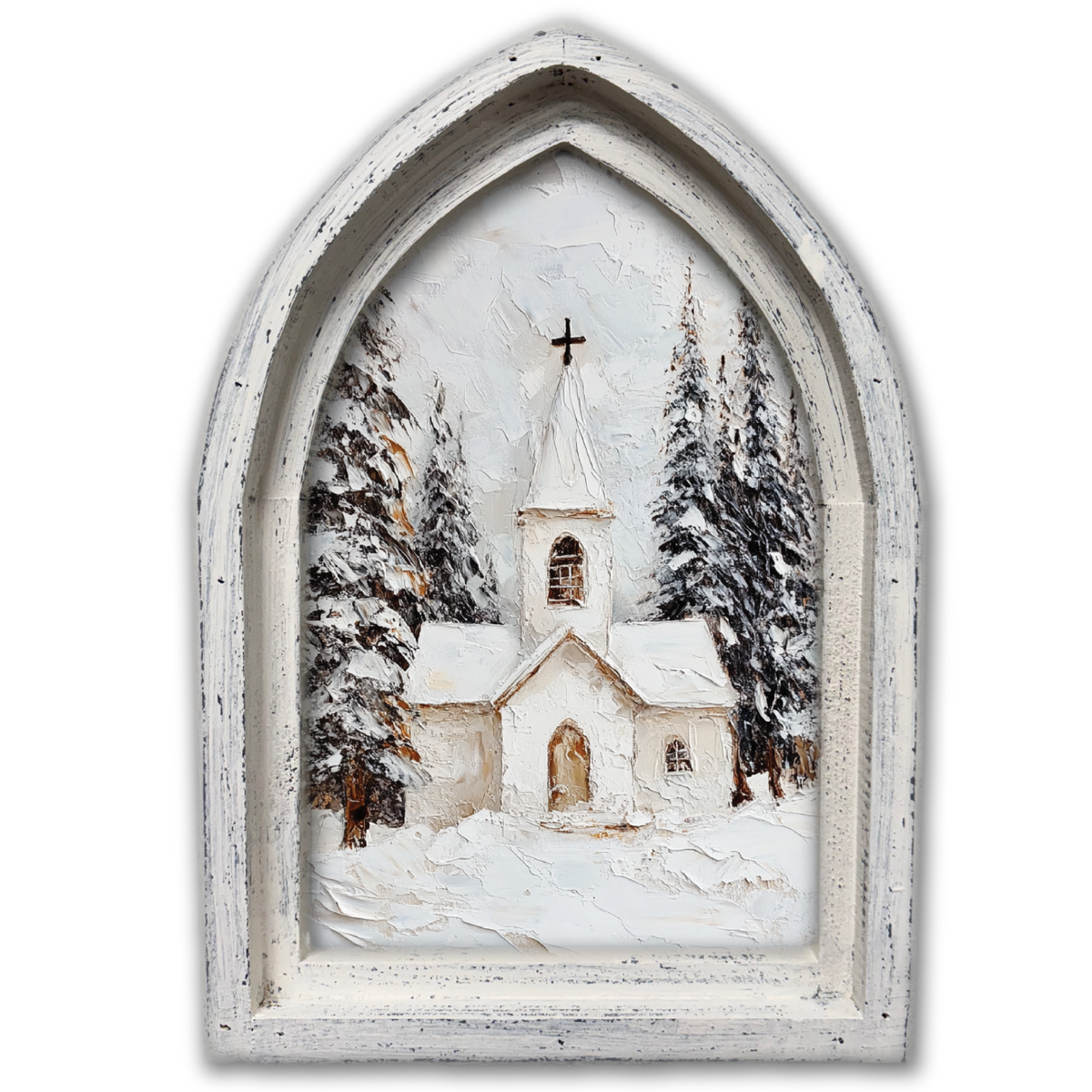 MINI ARCH FRAMED CANVAS-WHITE CHURCH WOODS: Signature Finish