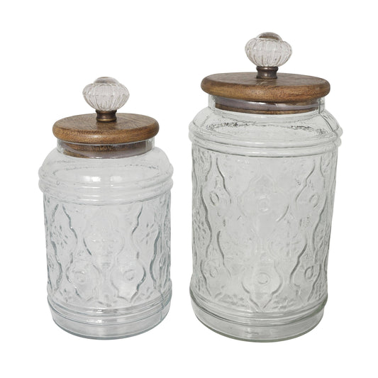 Farmhouse Clear Glass Decorative Jars Set