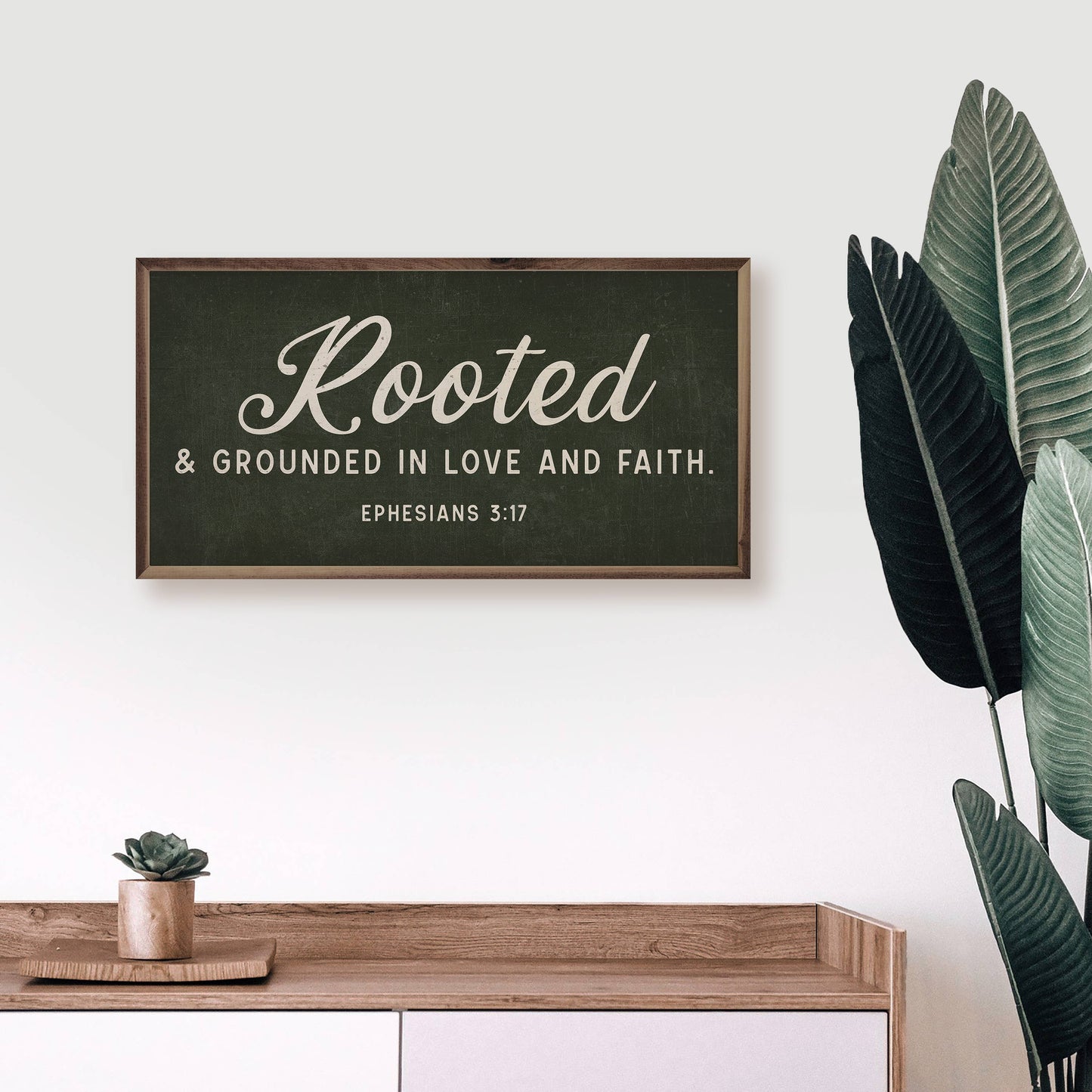 Rooted And Grounded Ephesians 3 17 Green: 16 x 8 x 1.5