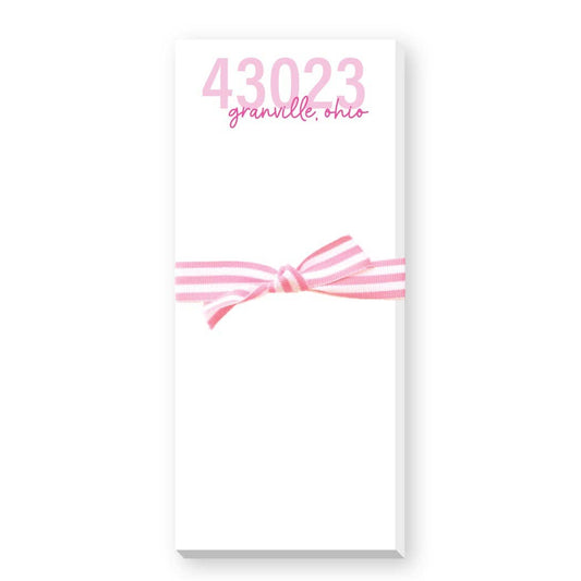 Zip Code Skinnie Notepad: Pink